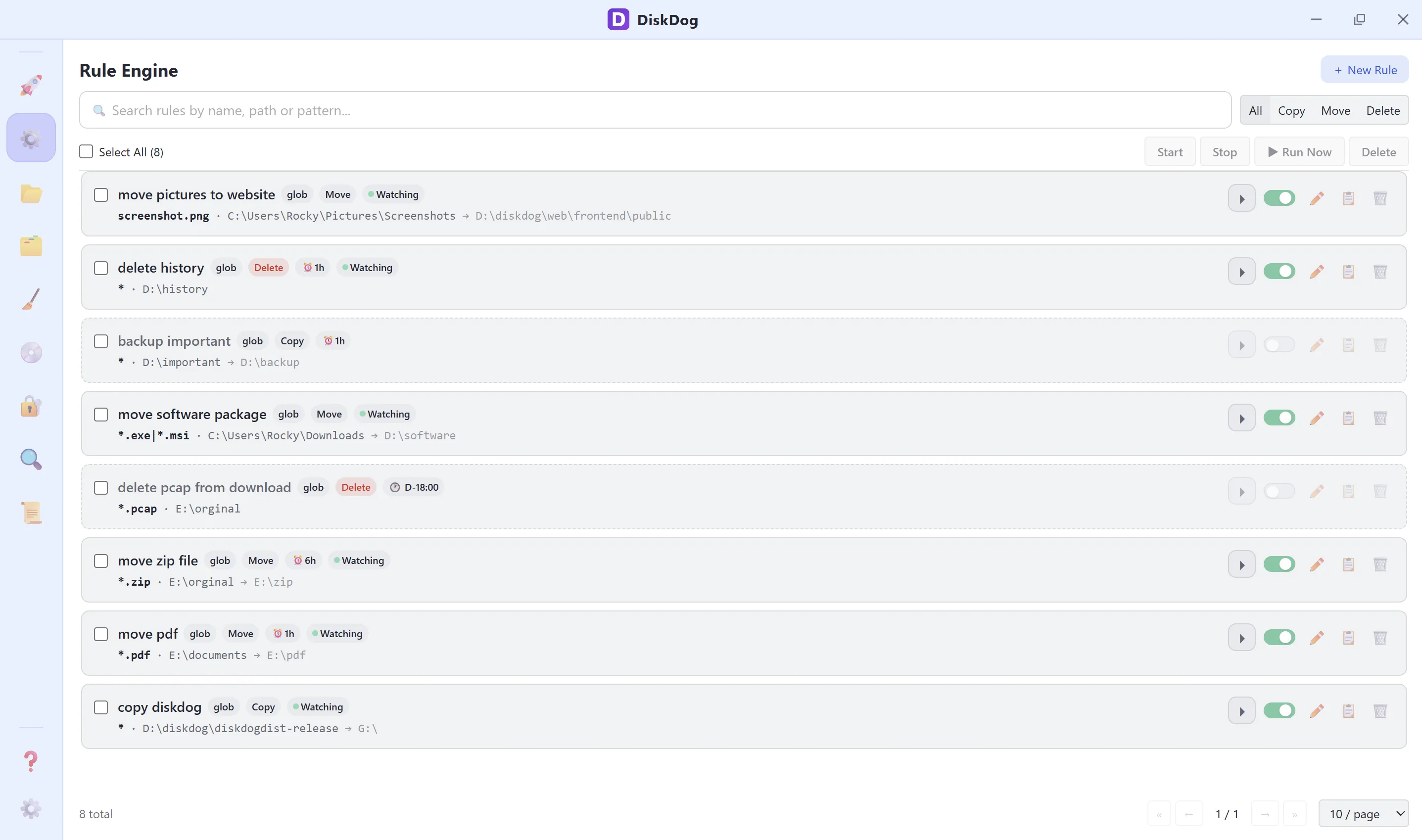 DiskDog Rule Engine screenshot